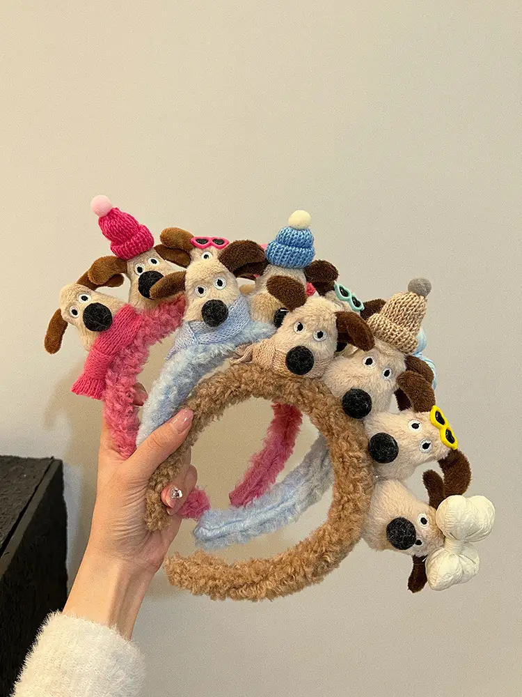 Plush Cartoon Dog Hair Hoop for Girls Women — feature 1