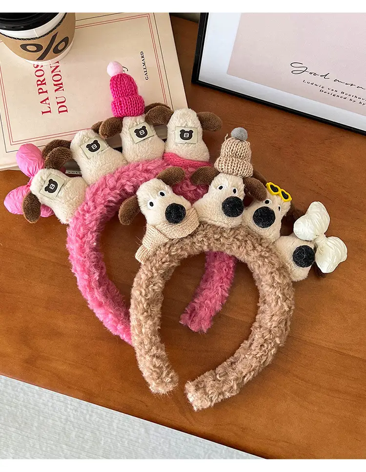 Plush Cartoon Dog Hair Hoop for Girls Women — feature 6