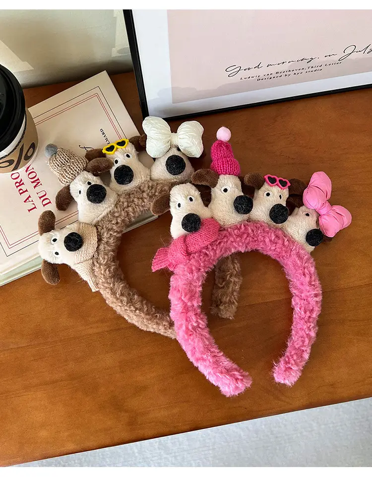 Plush Cartoon Dog Hair Hoop for Girls Women — feature 7