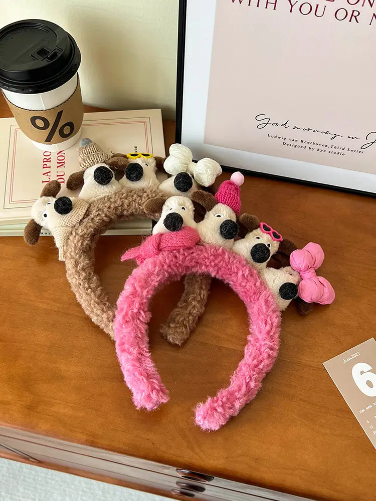Plush Cartoon Dog Hair Hoop for Girls Women — feature 9