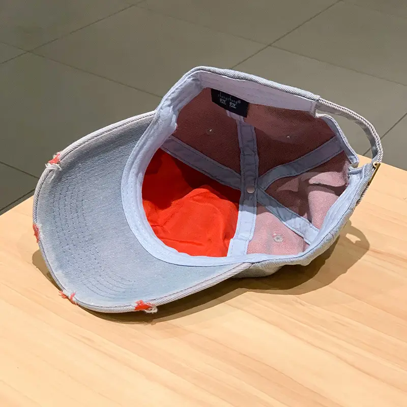 Retro Denim Baseball Cap with Embroidered Design - Image 10
