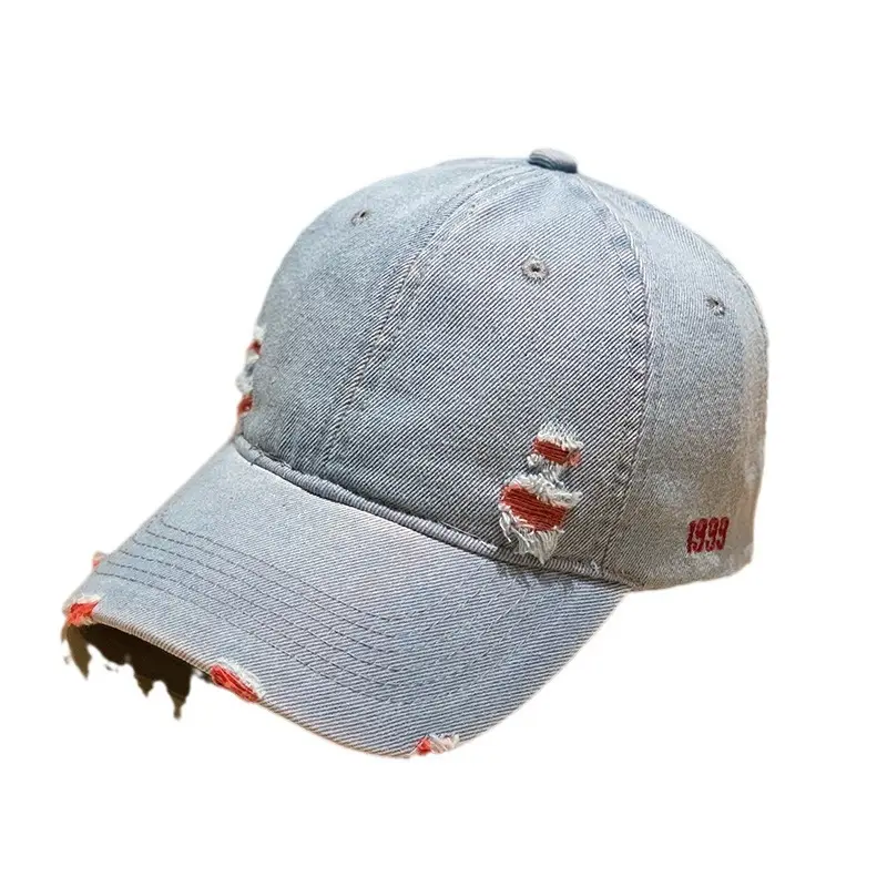 Retro Denim Baseball Cap with Embroidered Design - Image 11