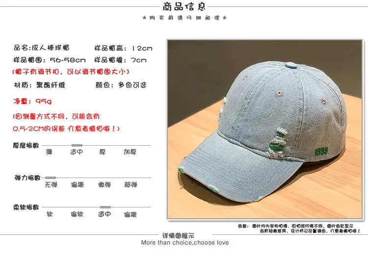 Retro Denim Baseball Cap with Embroidered Design — feature 2
