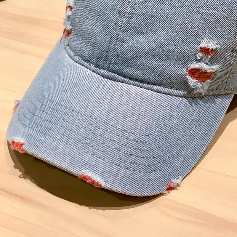 Retro Denim Baseball Cap with Embroidered Design — feature 4