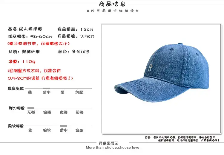 Women's Blue Cotton Cowboy Cap with R Logo — feature 2