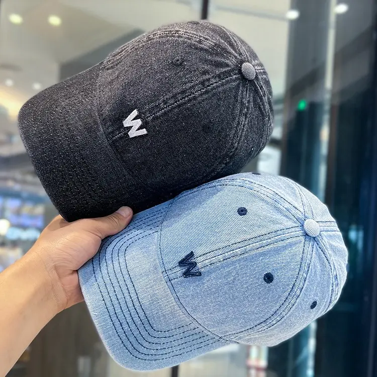 Vintage Denim Baseball Cap with White 'W' Logo - Image 4