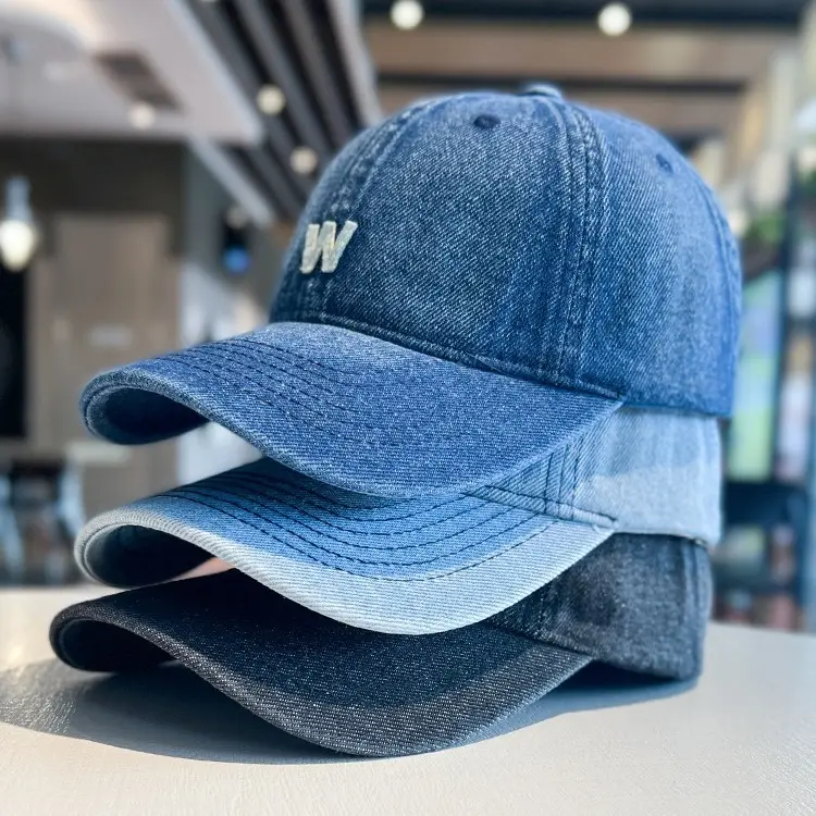 Vintage Denim Baseball Cap with White 'W' Logo - Image 5