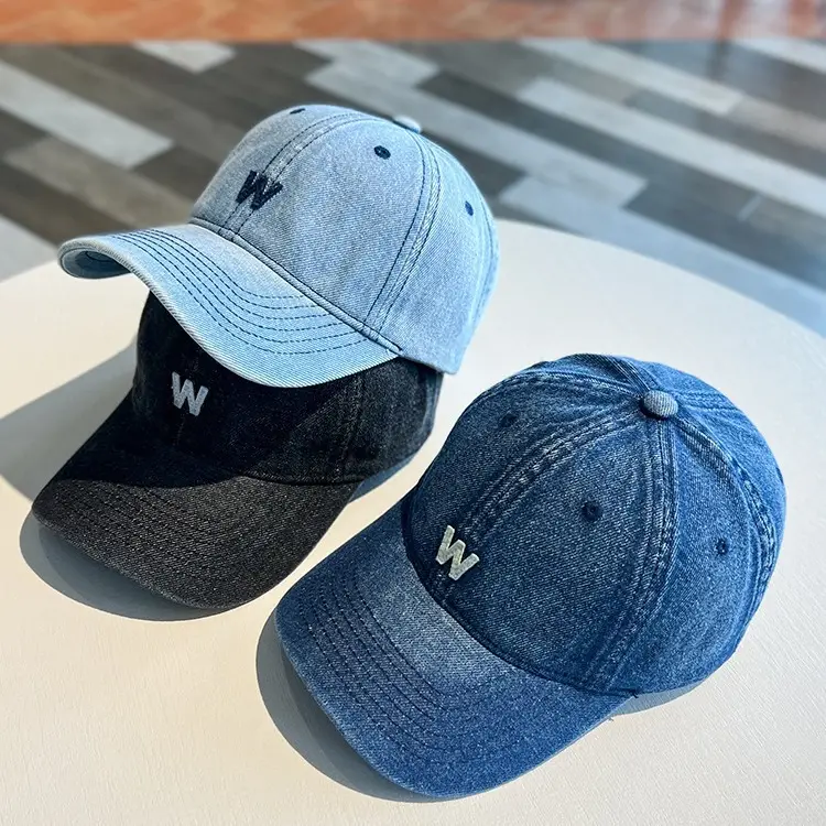 Vintage Denim Baseball Cap with White 'W' Logo - Image 6