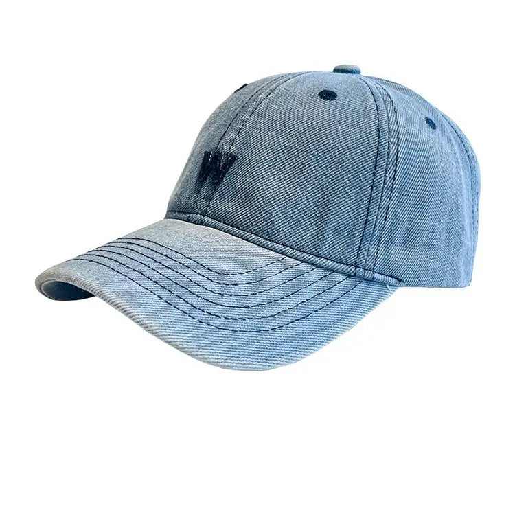 Vintage Denim Baseball Cap with White 'W' Logo - Image 8