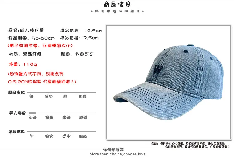 Vintage Denim Baseball Cap with White 'W' Logo — feature 2