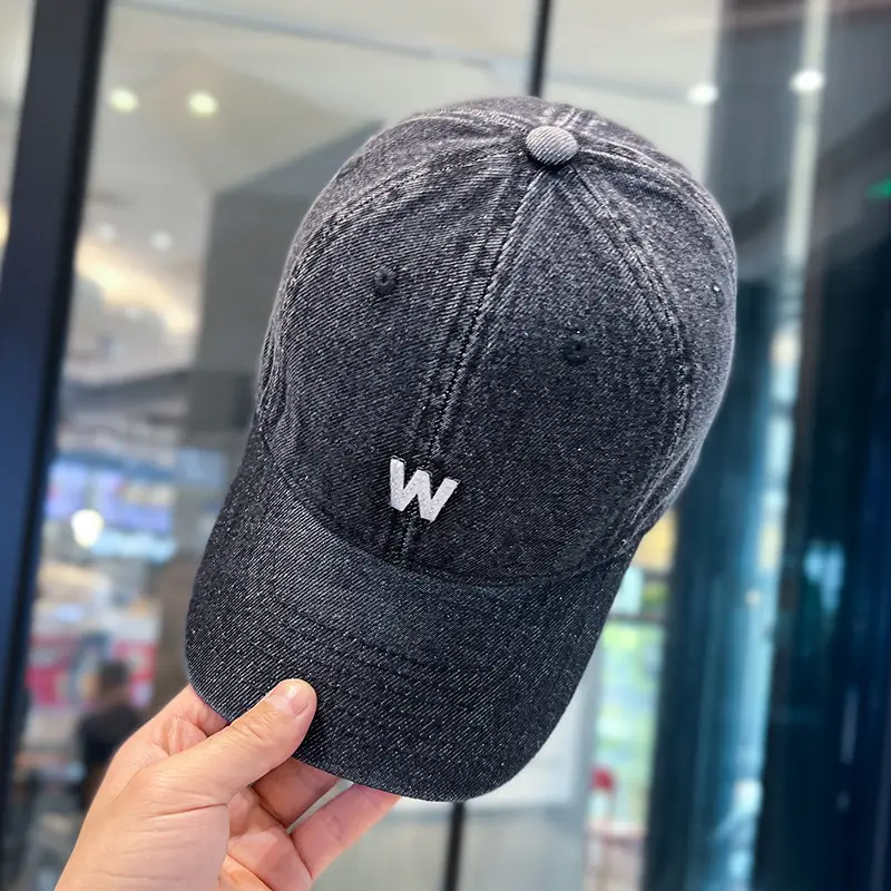 Vintage Denim Baseball Cap with White 'W' Logo — feature 8