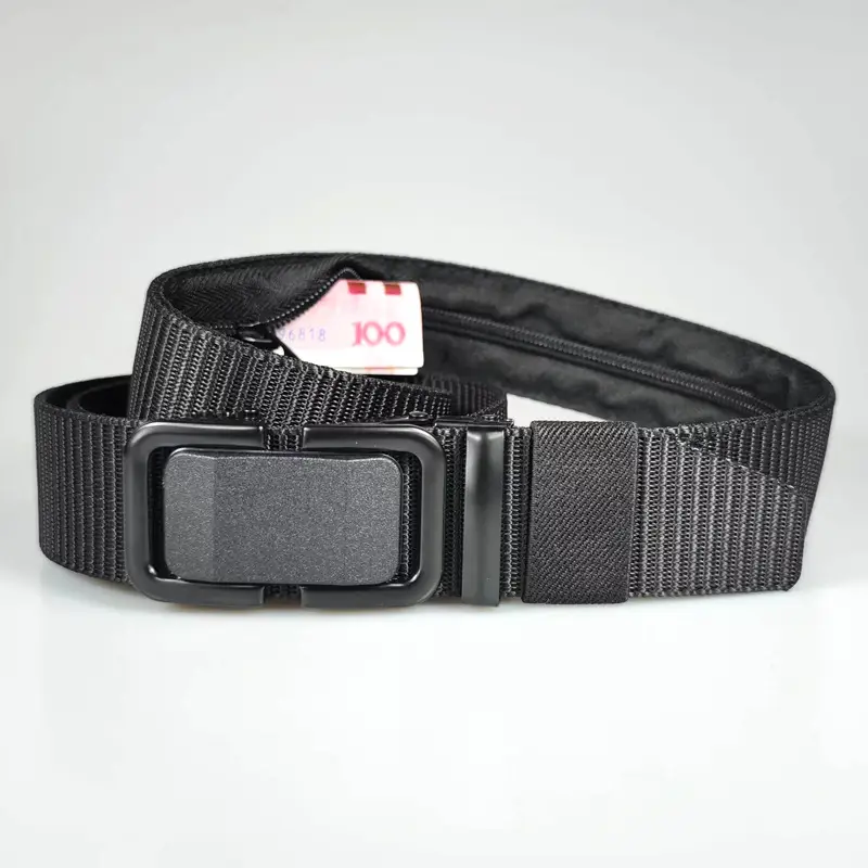 Men's Black Tactical Hidden Wallet Belt with Automatic Buckle — feature 2