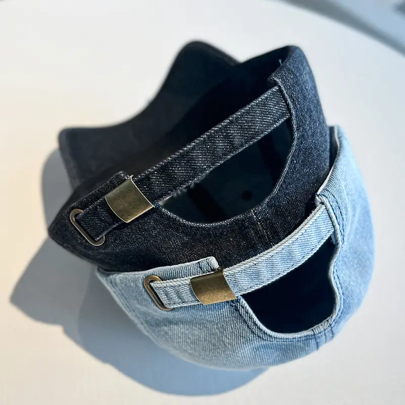 Korean Letter Embroidered Wash Denim Caps — feature 7