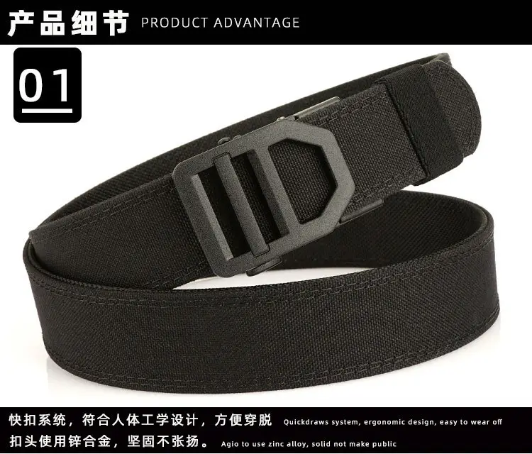 Men's Navy Blue Tactical Belt 3.8" Military Grade — feature 7