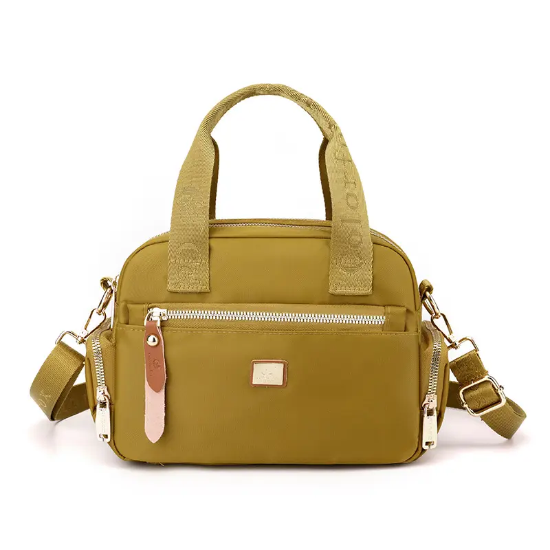 Women's Multi-Layer Shoulder Bag Pink Gold Zip - Image 2