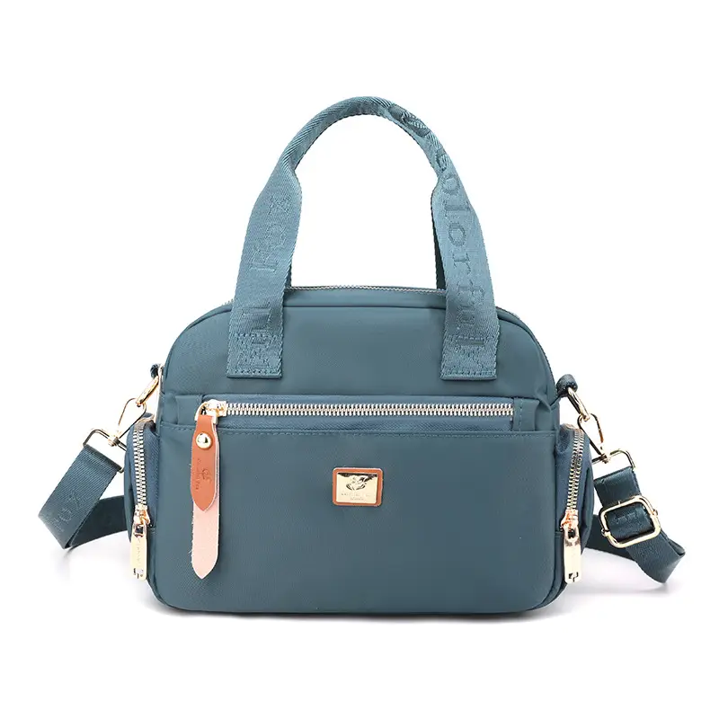 Women's Multi-Layer Shoulder Bag Pink Gold Zip - Image 5