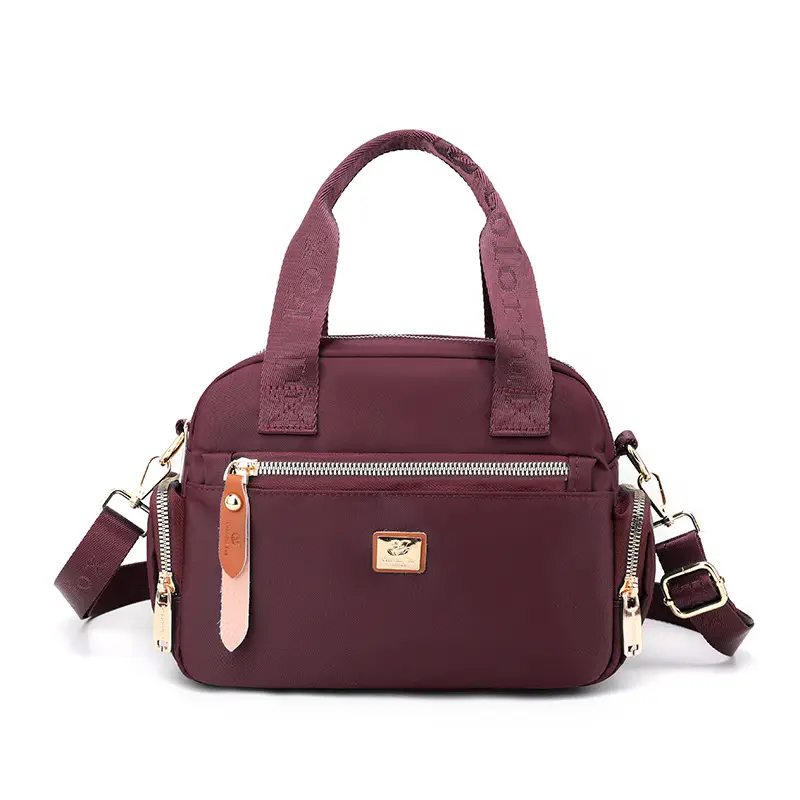 Women's Multi-Layer Shoulder Bag Pink Gold Zip - Image 8
