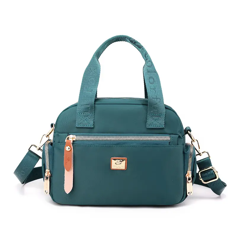 Women's Multi-Layer Shoulder Bag Pink Gold Zip - Image 9