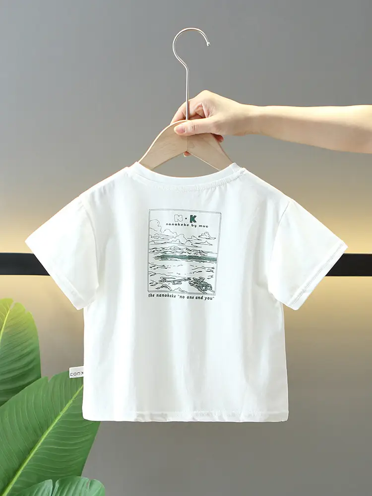 Kids White Graphic T-Shirt Summer Casual Top - Image 7