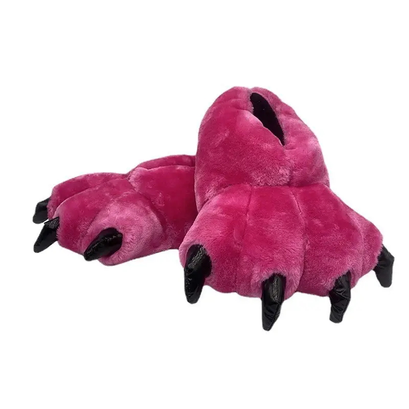 Cross-Border Creative Dinosaur Paw Plush Slippers Animal Cartoon One-Piece Pajamas Matching Warm Monster Cotton Slippers