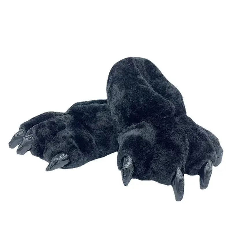 Cross-Border Creative Dinosaur Paw Plush Slippers Animal Cartoon One-Piece Pajamas Matching Warm Monster Cotton Slippers