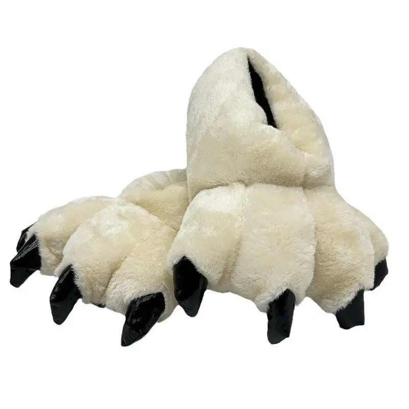 Cross-Border Creative Dinosaur Paw Plush Slippers Animal Cartoon One-Piece Pajamas Matching Warm Monster Cotton Slippers — feature 1