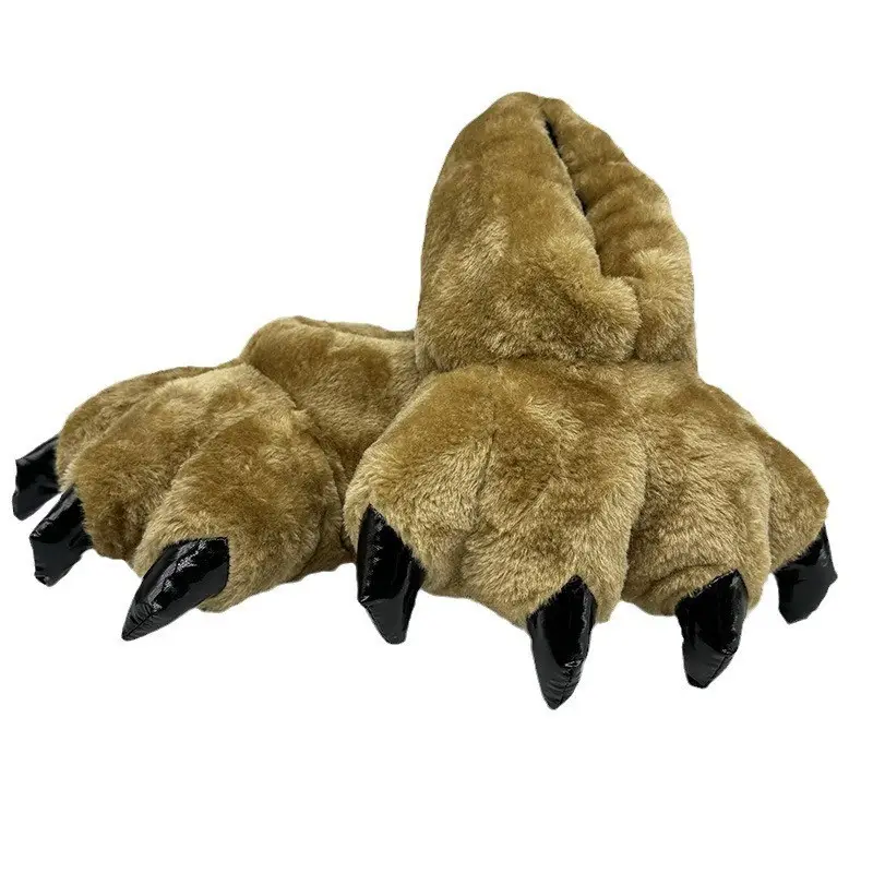 Cross-Border Creative Dinosaur Paw Plush Slippers Animal Cartoon One-Piece Pajamas Matching Warm Monster Cotton Slippers — feature 2