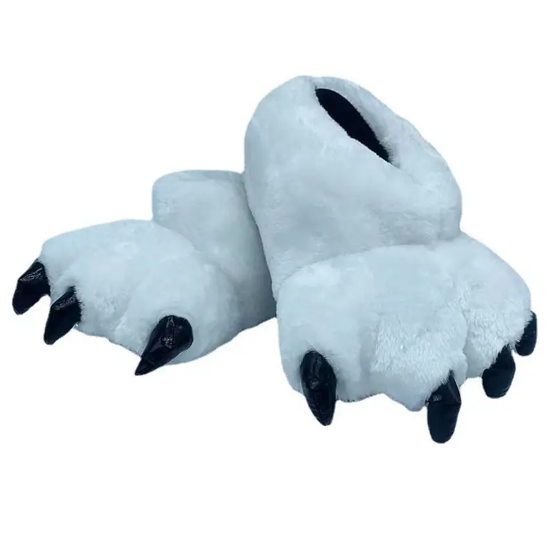 Cross-Border Creative Dinosaur Paw Plush Slippers Animal Cartoon One-Piece Pajamas Matching Warm Monster Cotton Slippers