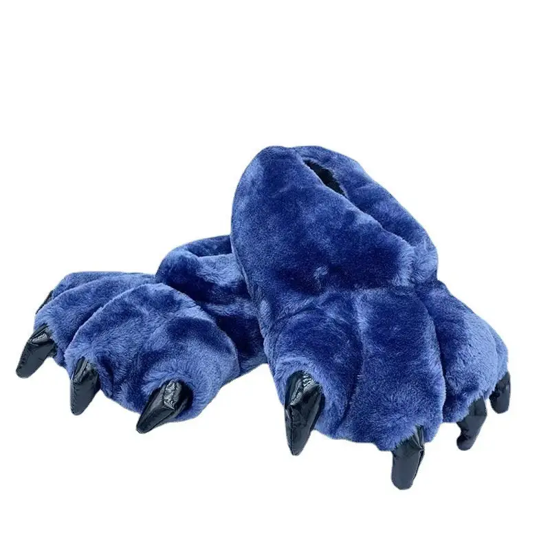 Cross-Border Creative Dinosaur Paw Plush Slippers Animal Cartoon One-Piece Pajamas Matching Warm Monster Cotton Slippers