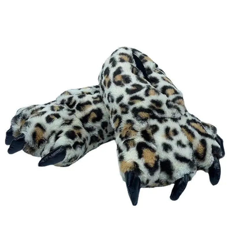 Cross-Border Creative Dinosaur Paw Plush Slippers Animal Cartoon One-Piece Pajamas Matching Warm Monster Cotton Slippers