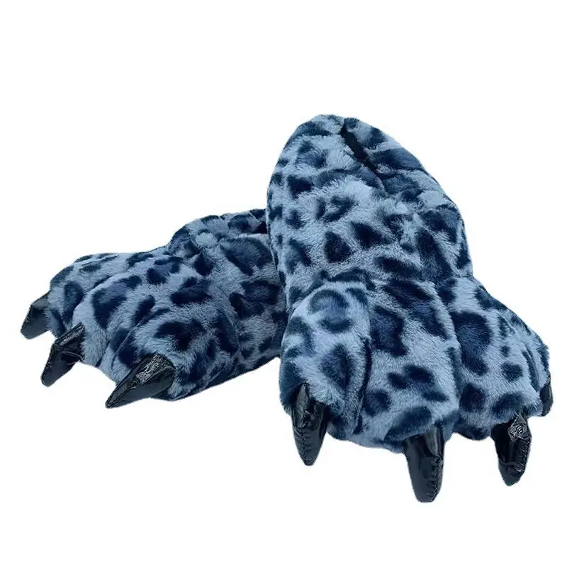 Cross-Border Creative Dinosaur Paw Plush Slippers Animal Cartoon One-Piece Pajamas Matching Warm Monster Cotton Slippers