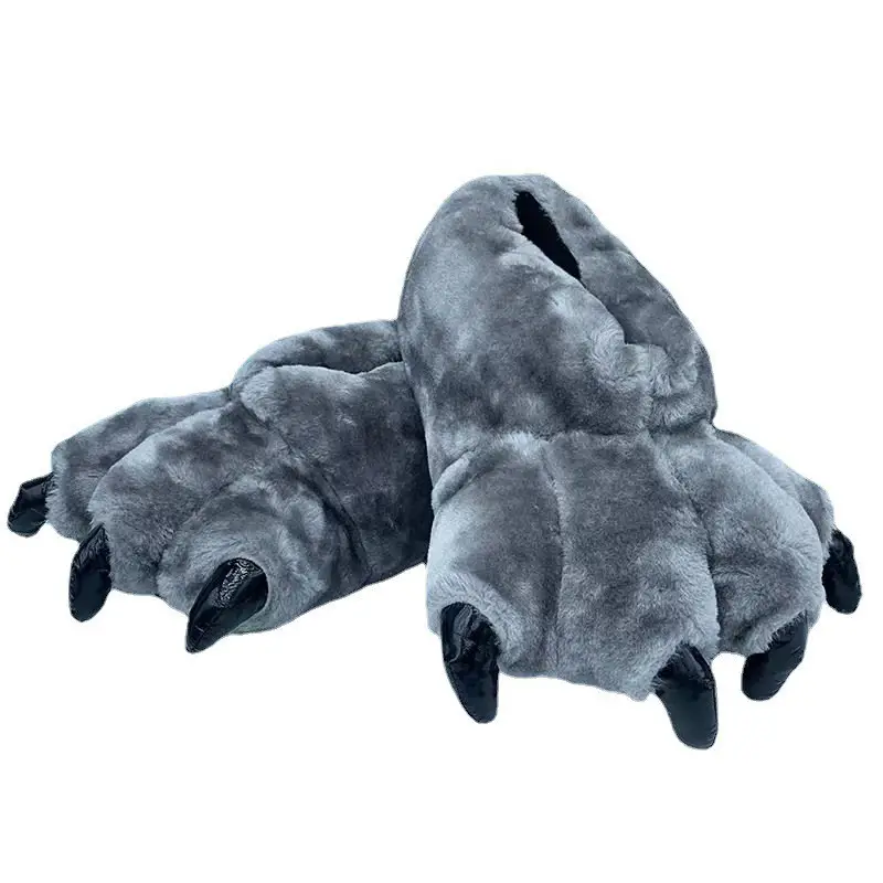 Cross-Border Creative Dinosaur Paw Plush Slippers Animal Cartoon One-Piece Pajamas Matching Warm Monster Cotton Slippers