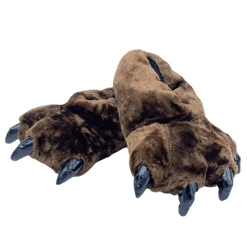 Cross-Border Creative Dinosaur Paw Plush Slippers Animal Cartoon One-Piece Pajamas Matching Warm Monster Cotton Slippers