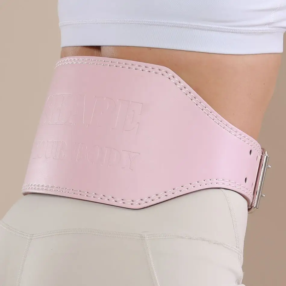 Pink PU Leather Waist Belt for Men Women Deep Squat Pull