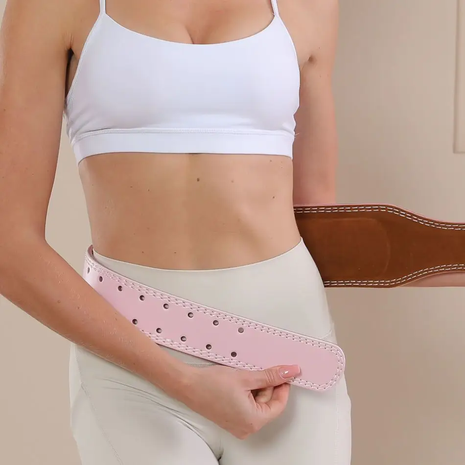 Pink PU Leather Waist Belt for Men Women Deep Squat Pull