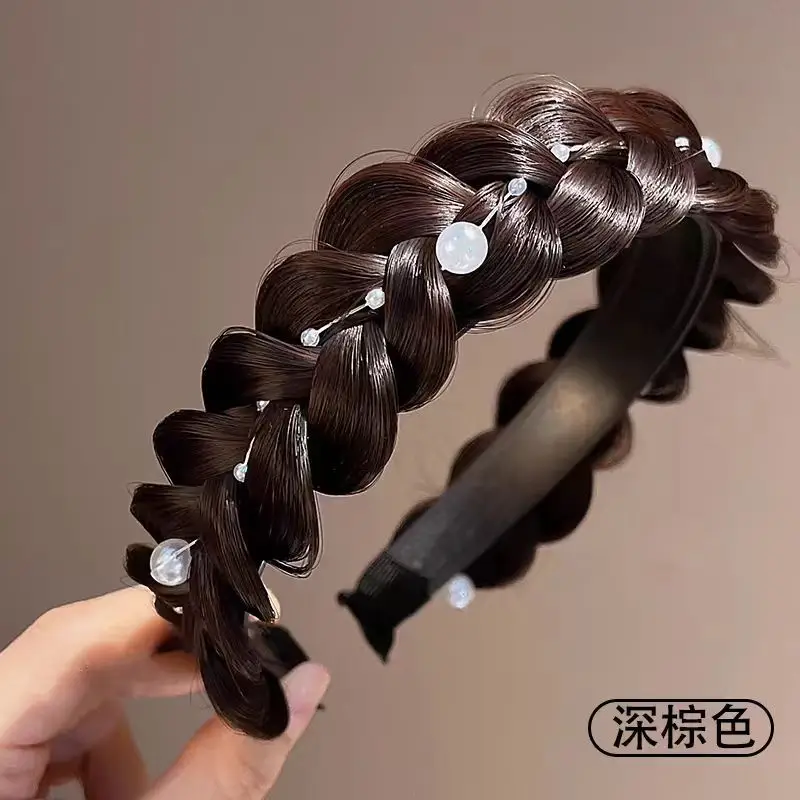 Black Wide Brim Fish Bone Braided Headband for Women - Image 18