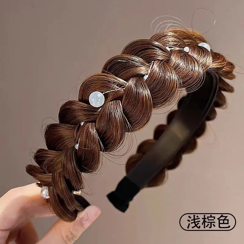 Black Wide Brim Fish Bone Braided Headband for Women - Image 19