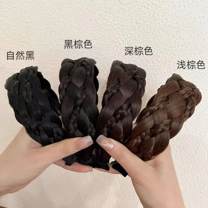 Black Wide Brim Fish Bone Braided Headband for Women - Image 20