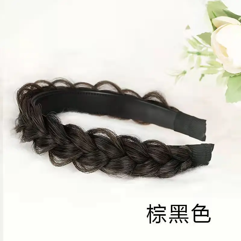 Black Wide Brim Fish Bone Braided Headband for Women - Image 6