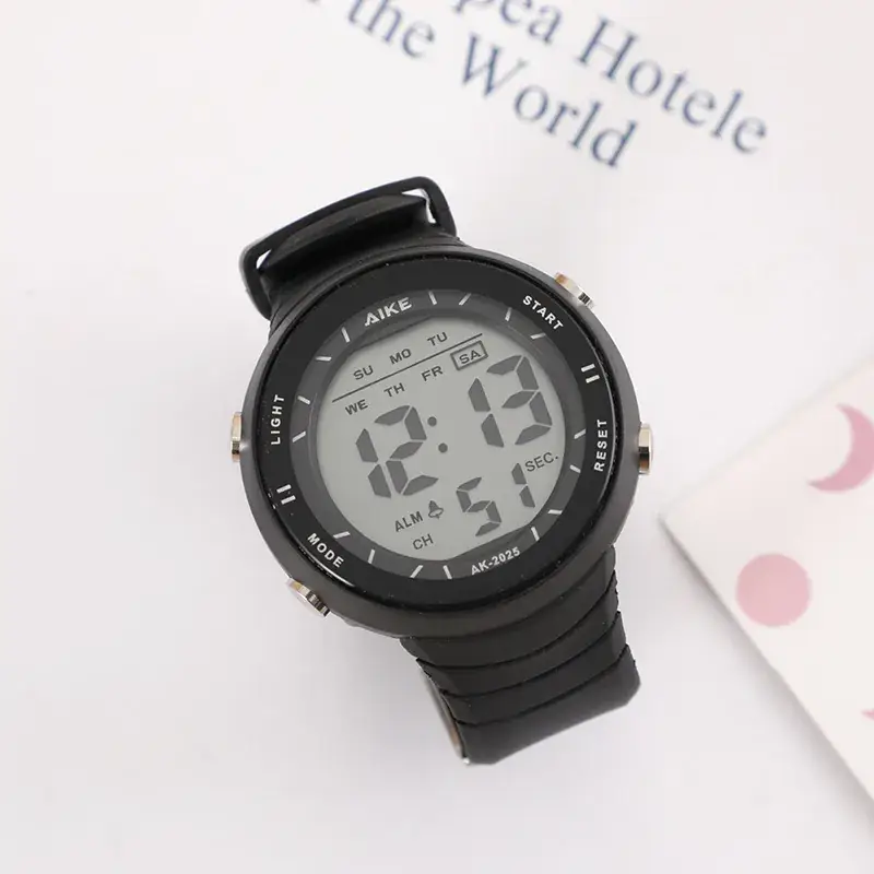 Green Digital Watch for Women with Silicone Band