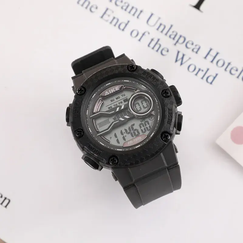 Black Waterproof Student Sports Watch with Digital Display - Image 4