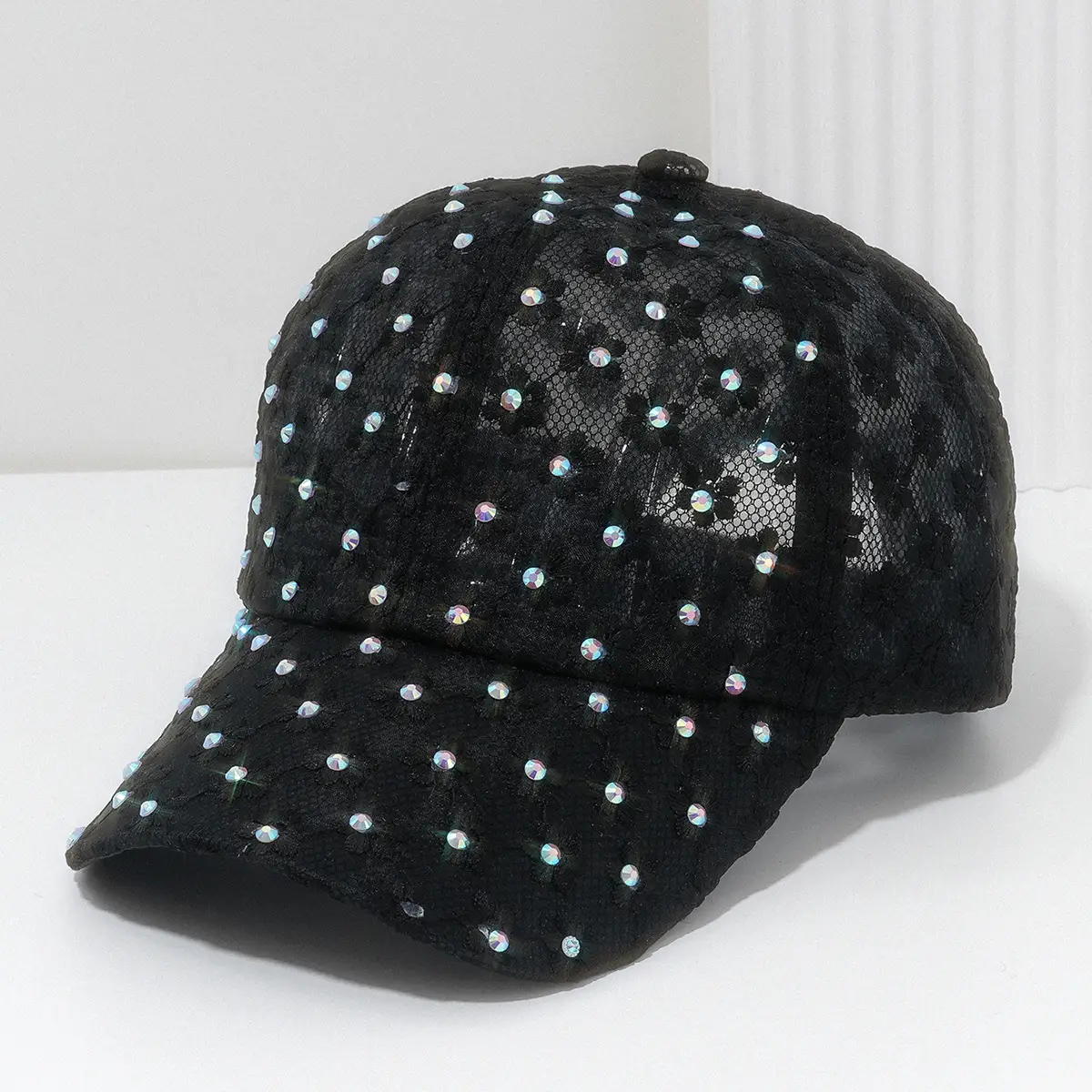 White Lace Rhinestone Baseball Cap for Women - Image 5