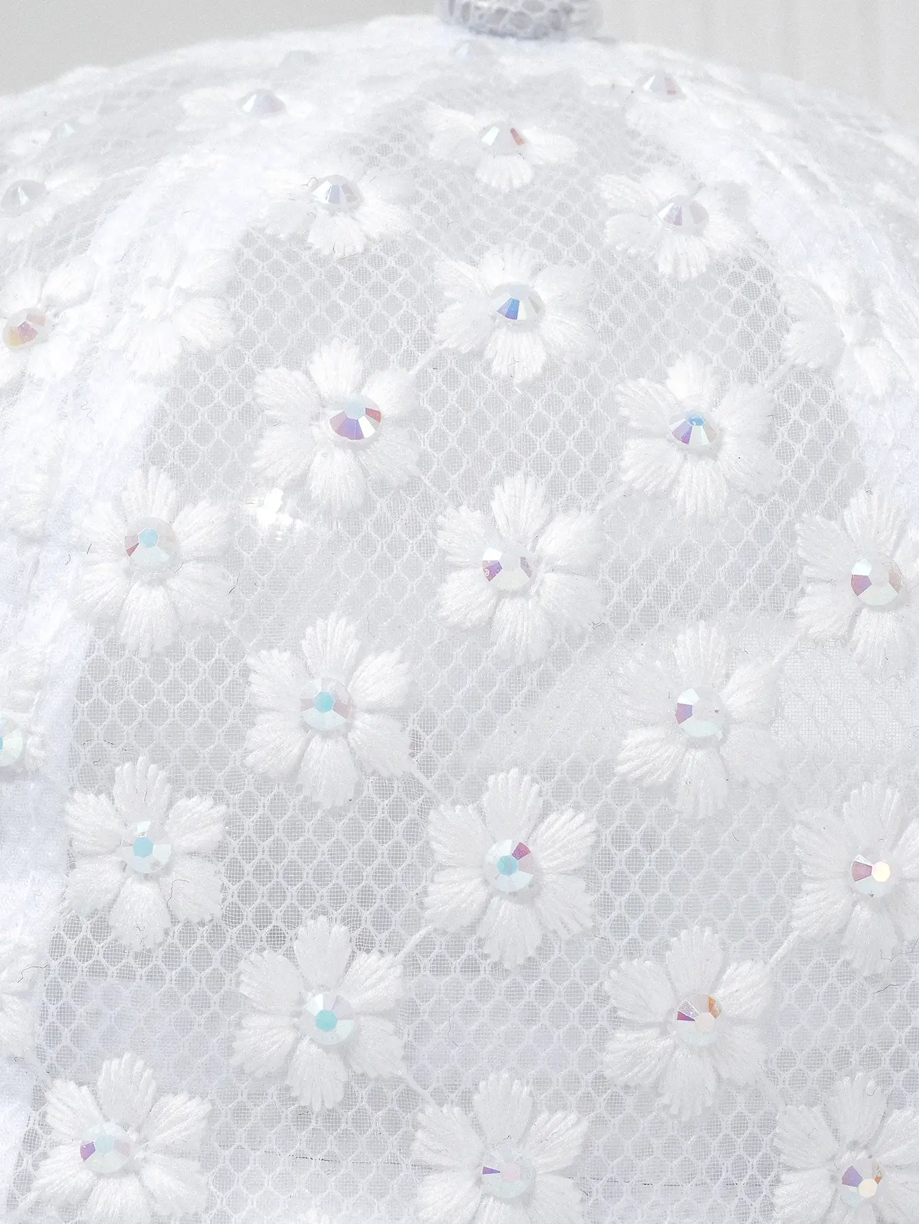 White Lace Rhinestone Baseball Cap for Women — feature 3