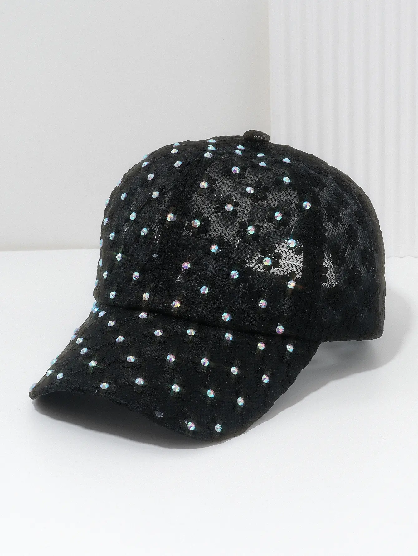 White Lace Rhinestone Baseball Cap for Women — feature 5