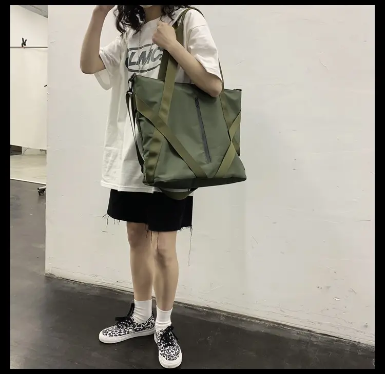 Women's Nylon Crossbody Bag Green Retro Style — feature 16