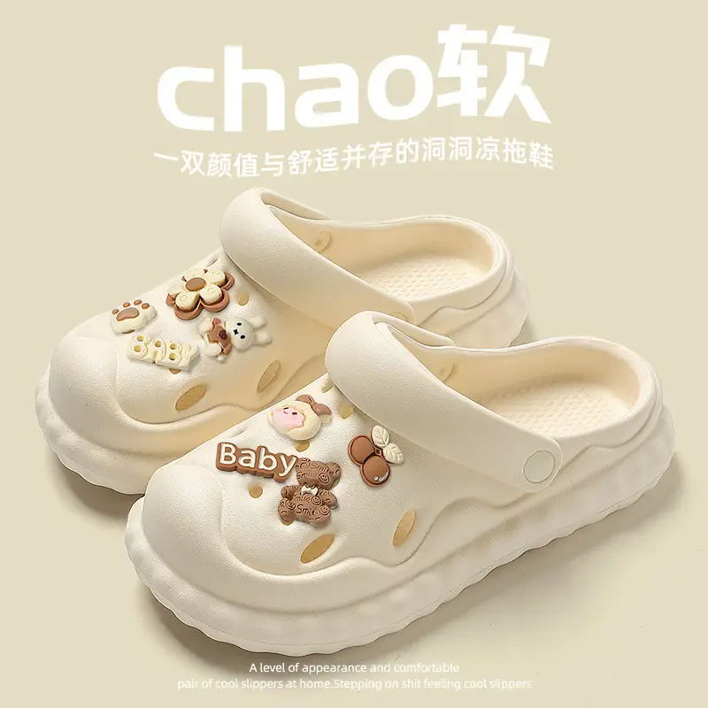 DIY Croc Shoes Women's Summer Thick Soled Beach Shoes Non-Slip Couples Eva Sandals Men's Summer Outdoor Sandals Wholesale