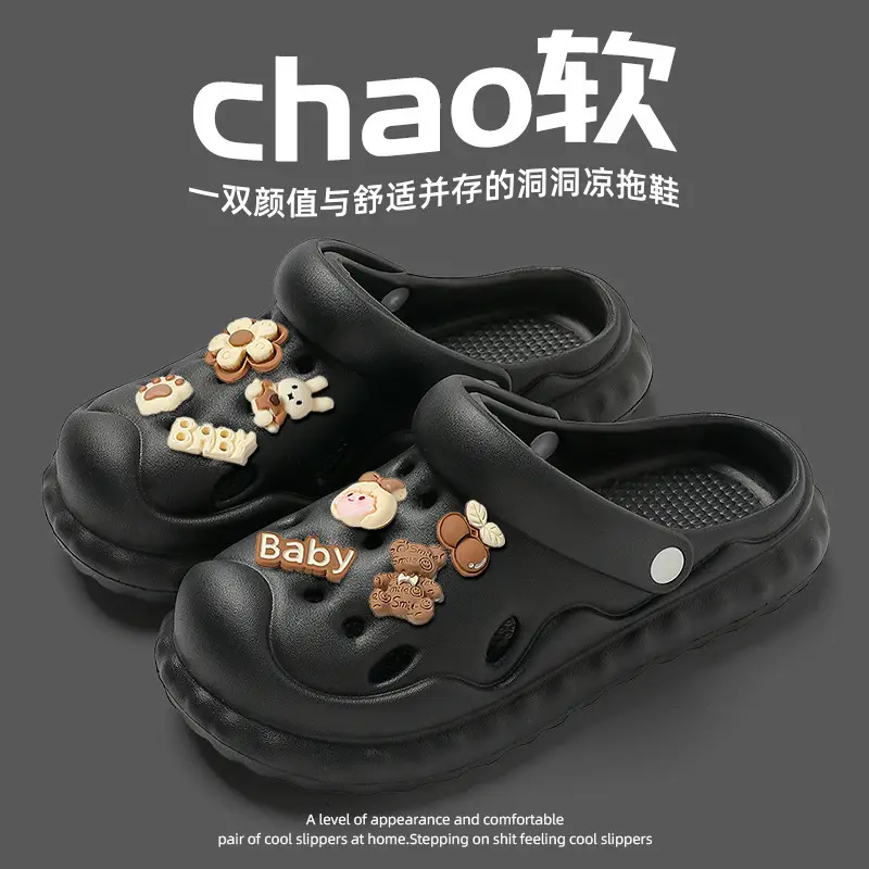 DIY Croc Shoes Women's Summer Thick Soled Beach Shoes Non-Slip Couples Eva Sandals Men's Summer Outdoor Sandals Wholesale