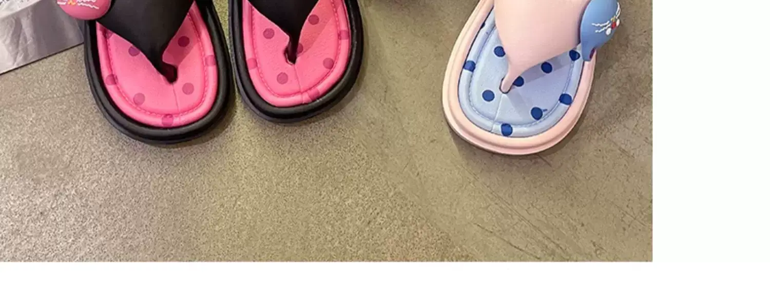 Women's Cat Design Sandals Black Pink Flat Slip-On — feature 15