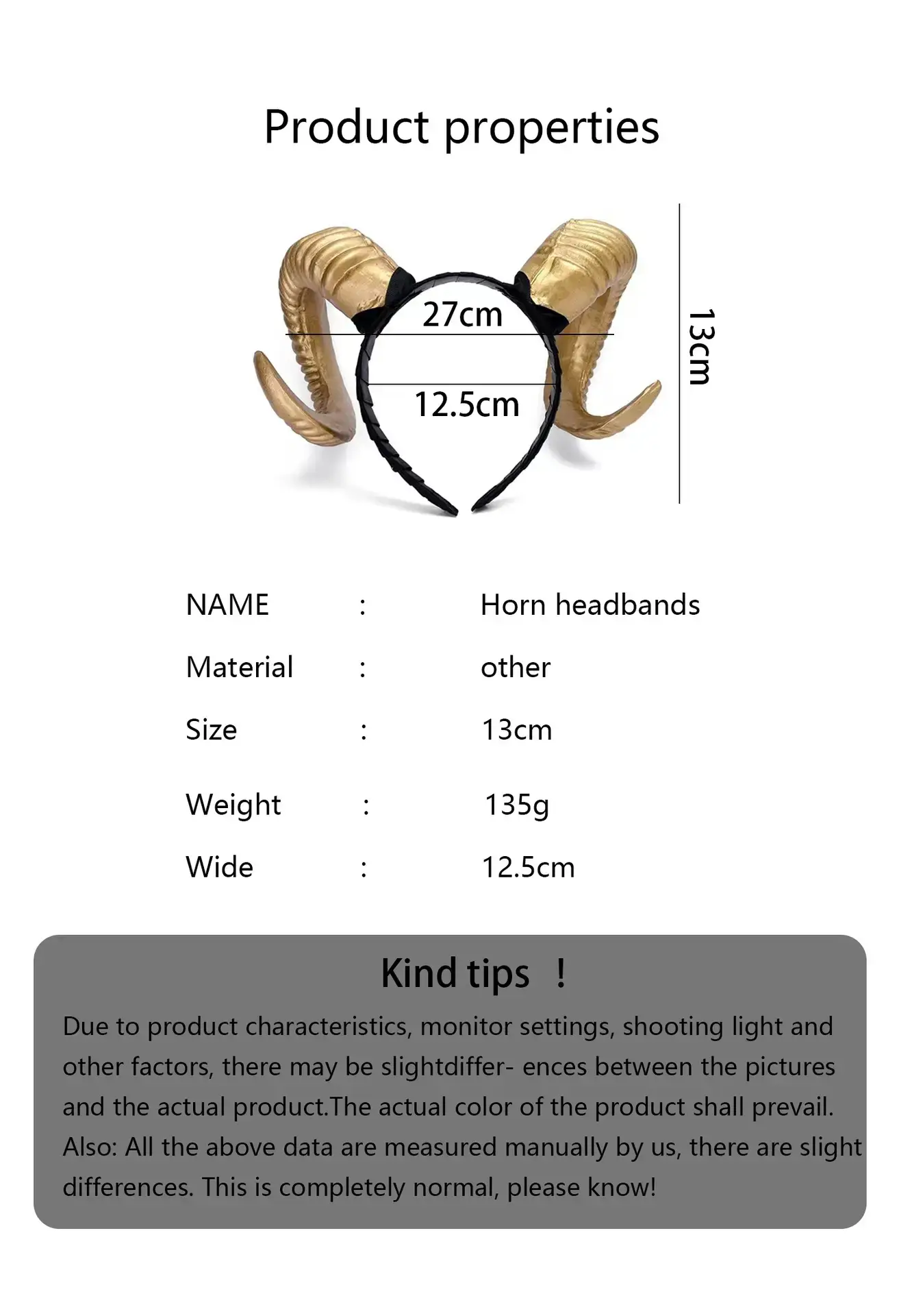 Dark Cos Halloween Horn Dress Props Goat Horn Headband — feature 3