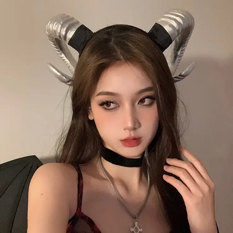 Dark Cos Halloween Horn Dress Props Goat Horn Headband — feature 4